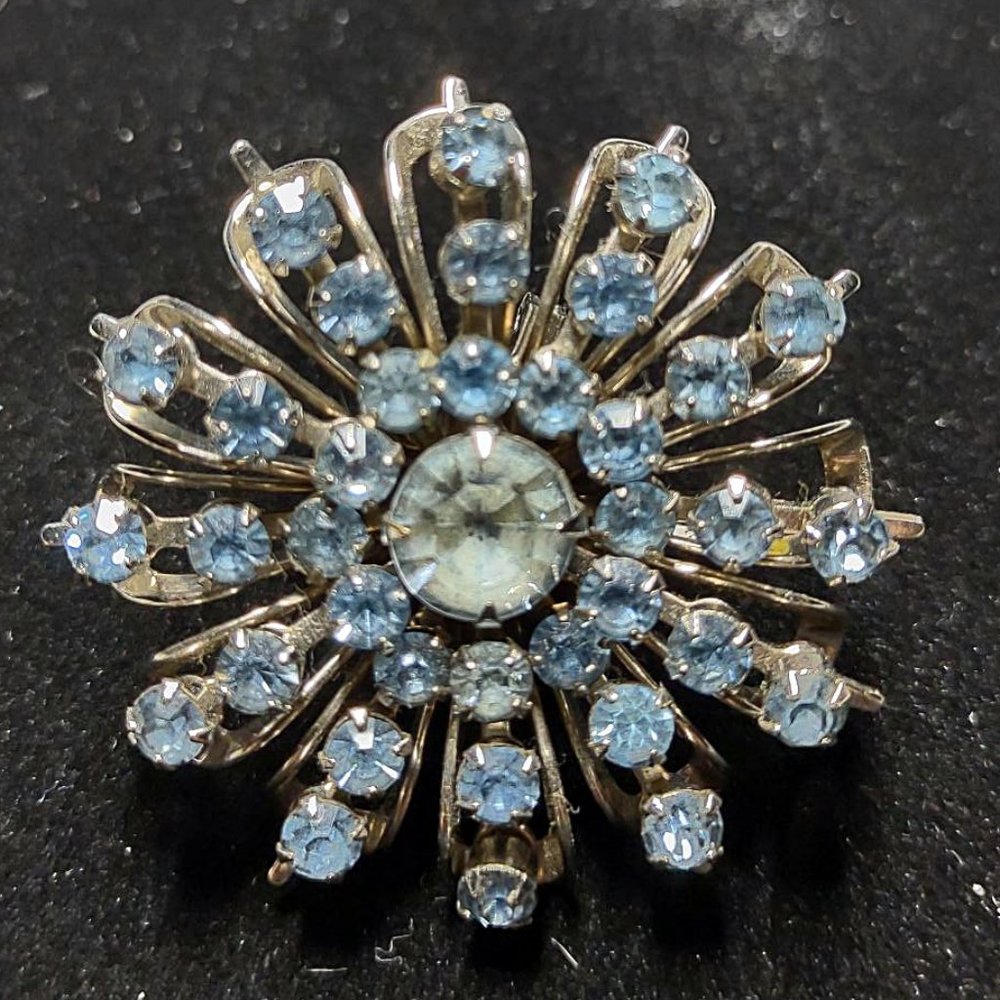 Vintage Blue Rhinestone Brooch